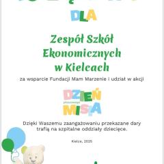 Szkolne Koło Wolontariatu z Zespołu Szkół Ekonomicznych w Kielcach zakończyło zbiórkę maskotek i artykułów szkolnych w ramach akcji „Dzień Pluszowego Misia”. Dzięki zaangażowaniu społeczności szkolnej udało się zebrać ponad 80 małych i dużych maskotek oraz 160 sztuk artykułów szkolnych, takich jak: kredki, flamastry, plastelina, naklejki, gazetki edukacyjne, kolorowanki, farby, pędzle i wiele innych.